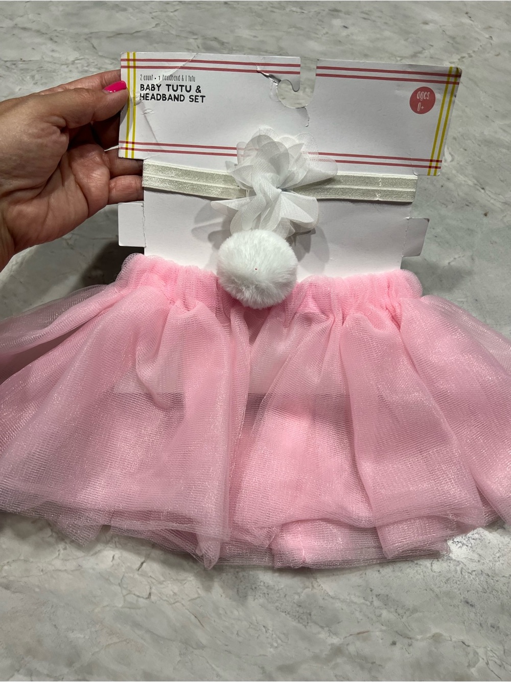 Source Unknown Pink Baby Tutu & White Headband Set